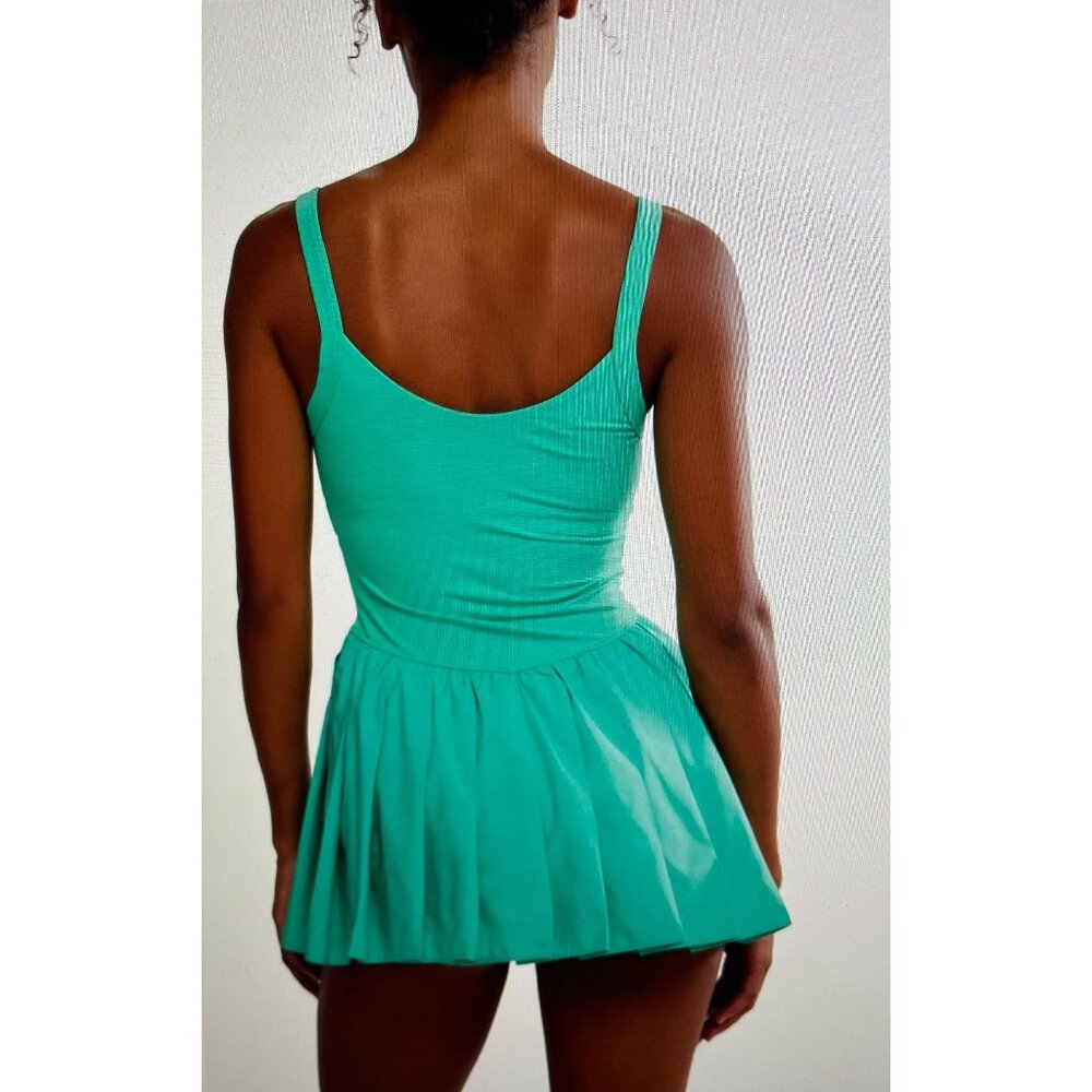 FP Movement Athletic Dress With Built-In Shorts&Pleated Skirt Turquoise Stretch - Picture 3 of 14